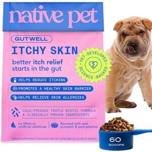 Native Pet GutWell Itchy Skin - Skin & Seasonal Allergy Itch Relief - EXP02/2027